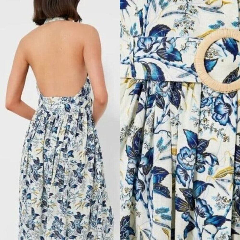 Tuckernuck Larkspur Chintz Lena Halter Midi Dress Floral Size 6 NWT - Picture 3 of 12